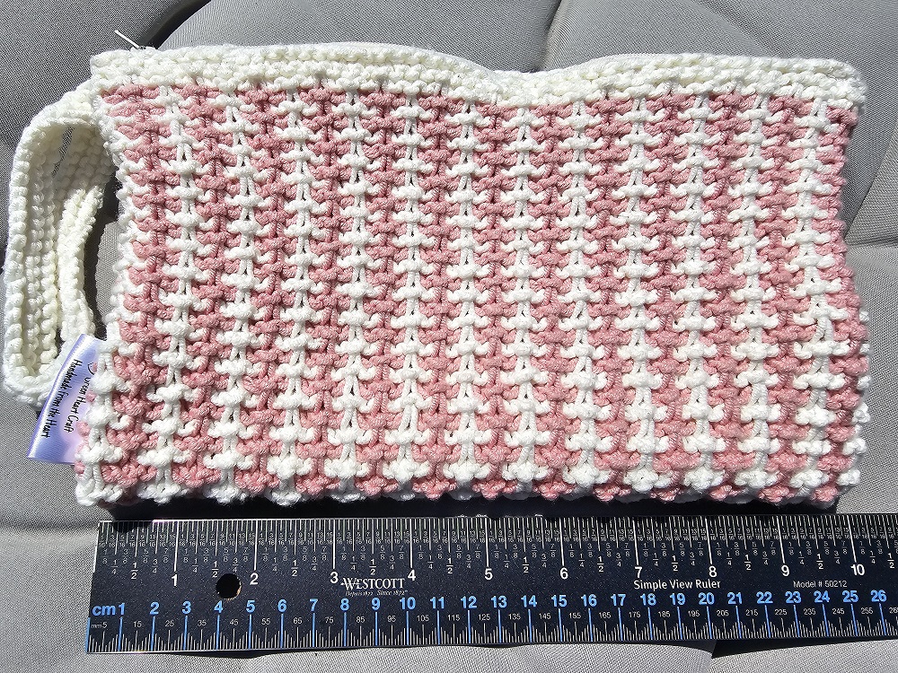 Hand Knit Zippered Project Bag – Dark Pink